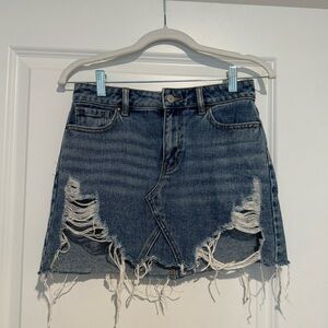 PacSun Ripped Jean Mini Skirt